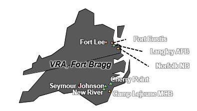Image of map labeled VRA, Fort Bragg